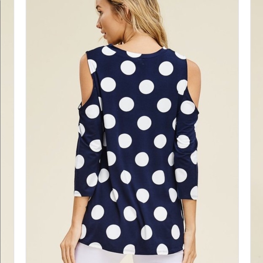 💙Host Pic Navy Polka Dot tee - Picture 4 of 4